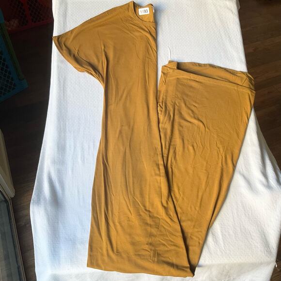 Lularoe Women’s Short Sleeve Screw Neck Midi Dress size XXS,Solid Mustard Yellow - Picture 6 of 7
